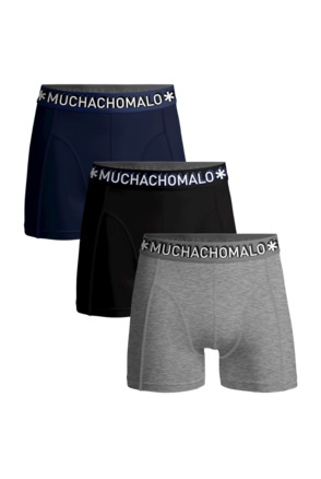 Heren 3-Pack shorts Effen Black/Blue/Grey Melee