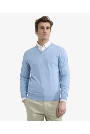 Fine Merino V-Neck Sweater 100% Merino Wool Heren