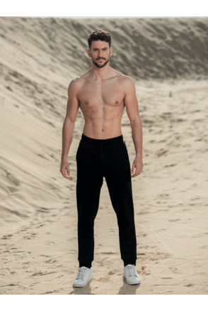 Heren Geborduurde Trainingsbroek Zwart Black