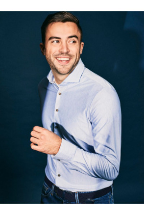 Suitable Herringbone Overhemd Lichtblauw