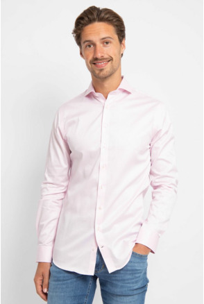 Suitable Overhemd Twill Stretch Roze
