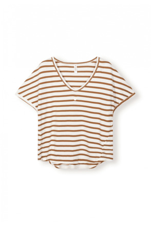 10DAYS Dames V-hals T-shirt Gestreept 100% Biologisch Katoen