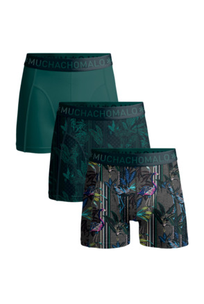 Heren 3-Pack Boxershort Print/Print/Effen Print/Print/Green