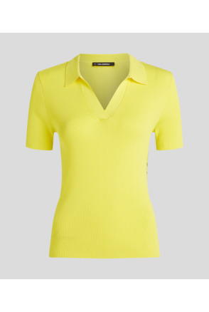 RIB LOGO POLO SWEATER