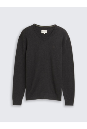 Gebereide trui met V-hals