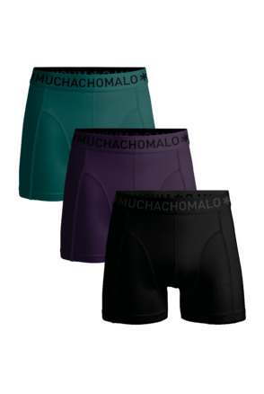 Heren 3-Pack Boxershorts Effen Black/Purple/Green