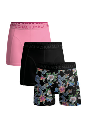 Heren 3-Pack Boxershorts Print/Effen Print/Black/Pink