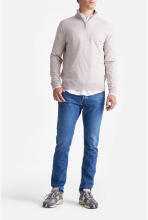 King Essentials The Michael Half Zip Pull Merino Greige