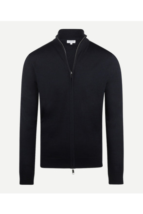 Fine Merino Zip Thru Cardigan 100% Extra Fine Merinowol Heren