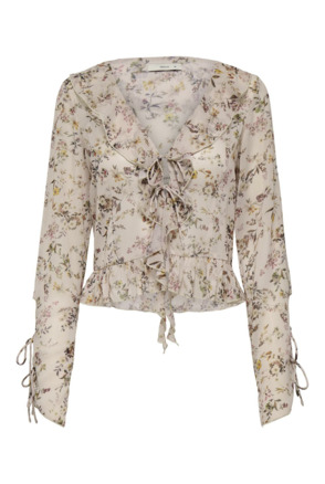 Regular Fit V-Neck Long Sleeves (L/S) Perfect voor de zomer: top met V-hals en trekkoord