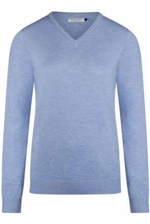 Steppin' Out Dames Pullover V-hals Merinowol Mid Blauw