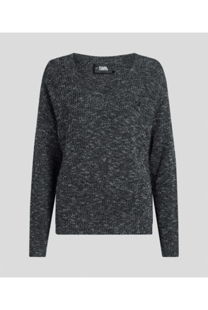 MOULINE EFFECT V NECK SWEATER