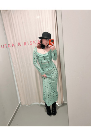 Polkadot ruched long dress