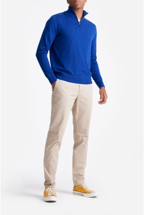 King Essentials The Michael Half Zip Pull Merino Royal Blauw