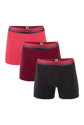 Mannen 3-Pack Korte Effen/Effen/Effen Aubergine/Red/Coral