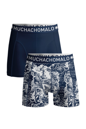 Heren 2-Pack Boxershort Print/Effen Print/Blue
