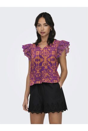 ONLLOU EMB S/S FRILL TOP PTM