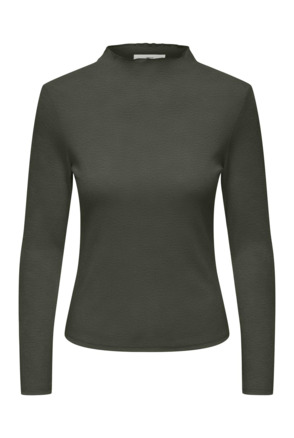 Regular Fit O-Neck Long Sleeves (L/S) Top met O-hals en ruches