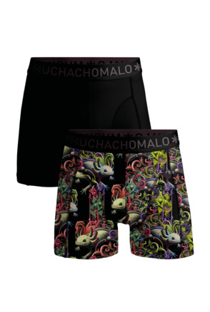 Heren 2-pack Boxershorts print/effen Print/Black