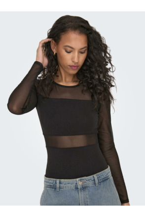 O-Neck Long Sleeves (L/S) Vrouwelijke top rompertje met lange mouwen en knoopsluiting