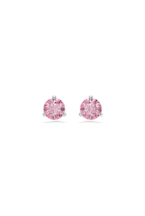 Solitaire Pierced Earrings Stud OU Rhodium shiny Fancy Morganite