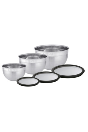 Schüssel-Set 6-tlg. mit Frischhaltedeckeln aus Glas (Ø 8, 12, 16 cm)