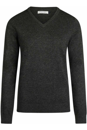 Steppin' Out Dames Pullover V-hals Merinowol Antraciet