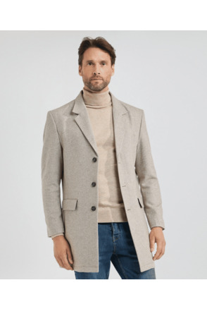 Wool Herringbone Over Coat