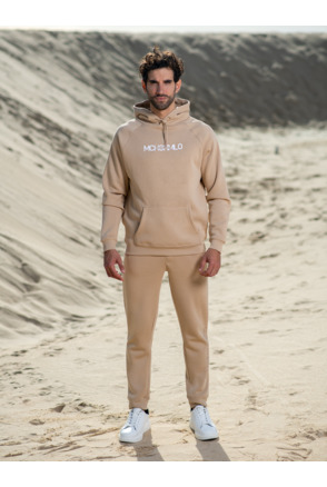 Heren Print Hoodie Zand Sand