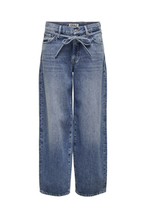 Balloon Fit Riemlussen Hoge Taille Straight Fit Jeans