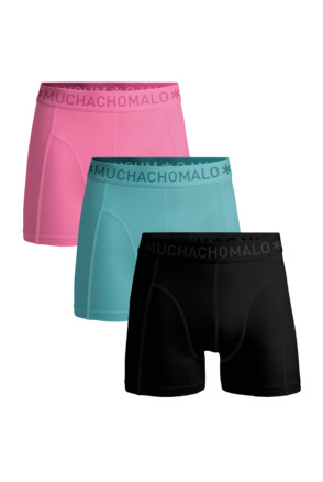 Jongens 3-Pack Boxershorts Effen Black/Blue/Pink