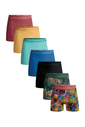 Heren 7-Pack Boxershorts Print/Effen Print/Black/Blue/Orange/Red