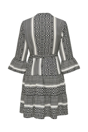 Regular Fit V-Neck 3/4 Sleeves (3/4) Korte jurk met V-hals en strikceintuur