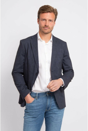 Suitable Blazer Linnen Streep Navy