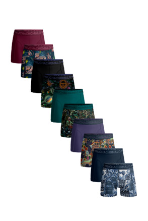 Heren 10-Pack Boxershort Print/Effen Print/Purple/Blue/Green/Red