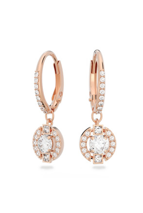 Una Sparkling Dc Pierced Earrings Drop MFO Rose Gold shiny White Crystal