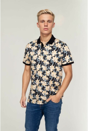 Suitable Polo Bloemen Donkerblauw Navy