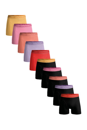 Heren 10-Pack Boxershorts Effen Black/Red/Purple/Pink/Yellow