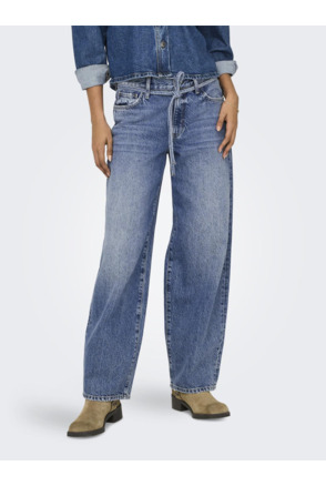 Balloon Fit Riemlussen Hoge Taille Straight Fit Jeans