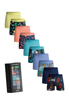 Heren 10-Pack Boxershort Print/Effen Print/Blue/Purple/Orange/Yellow