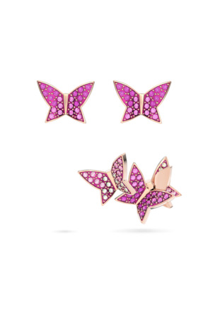 Idyllia Lilia Pierced Earrings Stud Rose Gold shiny Multi Light