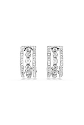 Hyperbola Spin Pierced Earrings Hoop Rhodium shiny White Crystal