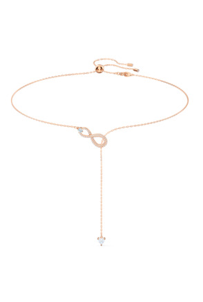Hyperbola Infinity Necklace Rose Gold shiny Crystal White