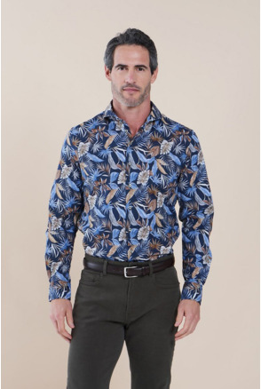 R2 Overhemd Print Bladeren