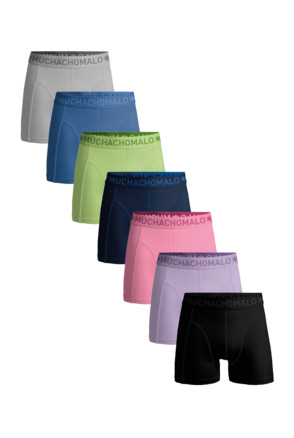 Heren 7-Pack Boxershorts Effen Black/Purple/Pink/Blue/Grey