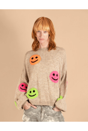 Smiley patches sweater