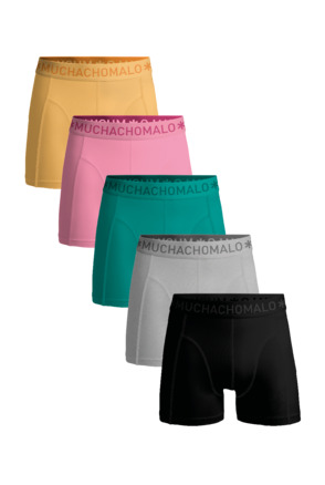 Heren 5-Pack Boxershorts Effen Black/Grey/Green/Pink/Orange