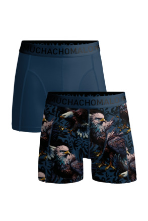 Heren 2-pack Boxershorts print/effen Print/Blue