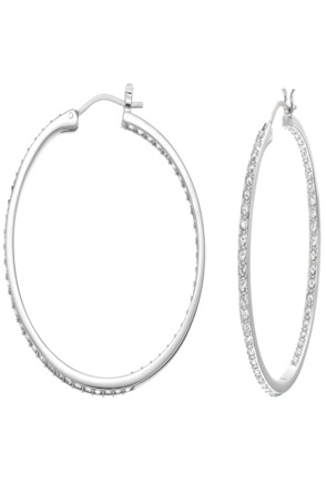 Sommerset Pierced Earrings Hoop OU Rhodium shiny Crystal