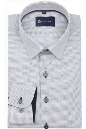 Suitable Overhemd Print Sand Navy